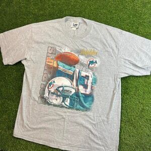 Vintage 1998 LEE Miami Dolphins QB Dan Marino NFL T-shirt Large L Embossed RARE!